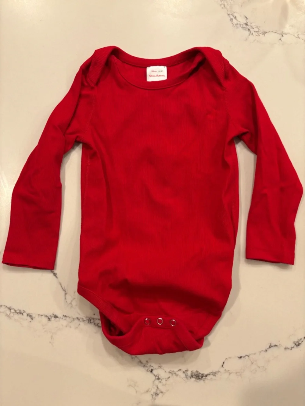 Girls 3T Hanna Andersson Red Long Sleeve Onesie One Piece Ribbed Cotton/Spandex